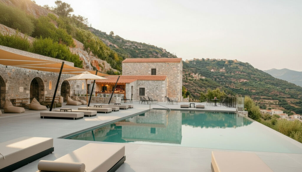 Manifest Boutique Hotel, boutique hotel met zwembad en panoramisch zeezicht in Itilo, Peloponnesos